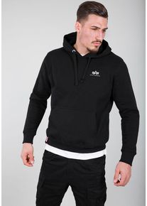 Kapuzensweatshirt Alpha Industries "Hoody Small Logo", Herren, Gr. M, schwarz, angeraute Sweatware, Obermaterial: 80% Baumwolle, 20% Polyester, bedruckt, normal normal, Rundhals, Rippb&uuml;ndchen, Sweatshirts Kapuzensweatshirt, Baumwollmischung, regular fit