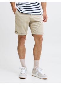 Jack & Jones Chinoshorts JACK & JONES "JPSTBOWIE JJSHORTS S", Damen, Gr. XS, N-Gr, beige (crockery), Web, Obermaterial: 98% Baumwolle, 2% Elasthan, unifarben, regular fit kurz, Hosen Chinoshorts, mit Aufschlag