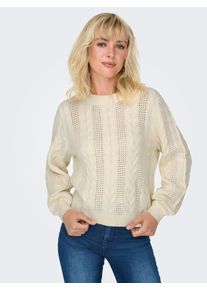 Rundhalspullover Only "ONLRUBINA LS CABLE O-NECK KNT NOOS", Damen, Gr. XS, grau (wei&szlig;cap gray), Strick, Obermaterial: 50% Viskose, 27% Nylon, 23% Polyester, unifarben, regular fit, Rundhals, Pullover Rundhalspullover