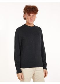 Rundhalspullover Tommy Hilfiger "PIMA ORG CTN CASHMERE CREW NECK", Herren, Gr. 3XL, dunkelgrau heather, Obermaterial: 92% Baumwolle, 8% Kaschmir, Rundhals, Pullover Rundhalspullover