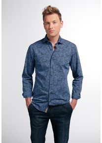 Langarmhemd Eterna "SLIM FIT", Damen, Gr. M, US-Gr&ouml;&szlig;en, grau, Denim/Jeans, 88% Baumwolle, 12% Lyocell, schmal, Manschette, Hemden Langarmhemd, EASY IRON (b&uuml;gelleicht)