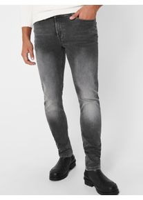 Only & Sons Slim-fit-Jeans ONLY & SONS "LOOM SLIM", Herren, Gr. 30, L&auml;nge 32, grau (grau denim), Denim/Jeans, Obermaterial: 98% Baumwolle, 2% Elasthan, schmal, Jeans Slim-fit-Jeans