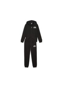 Trainingsanzug Puma "SQUAD FULL-ZIP SWEAT SUIT FL B", Jungen, Gr. 128, schwarz (Puma schwarz), Fleece, Obermaterial: 66% Baumwolle, 34% Polyester, unifarben, regular fit, Sportanz&uuml;ge Trainingsanzug, zweiteiliges Set, aus Baumwollmischung, Regular Fit, ohne Kapuze