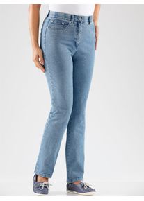 5-Pocket-Jeans Casual Looks, Damen, Gr. 46, Normalgr&ouml;&szlig;en, blau (blau, bleached), 98% Baumwolle, 2% Elasthan, unifarben, lang, Jeans 5-Pocket-Jeans