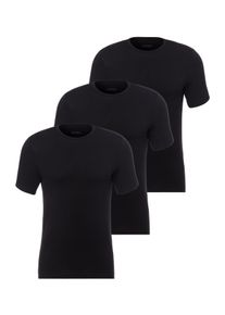 T-Shirt BOSS "TShirt RN 3P Natura", Herren, Gr. L, schwarz (schwarz 001), Jersey, Obermaterial: 95% Viskose, 5% Elasthan, schmal, Rundhals, eingesetzt eingefasste Kante, Shirts T-Shirt, einfarbiges T-Shirt mit Markenlabel