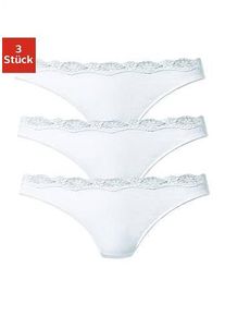 String Lascana, Damen, Gr. 44/46, wei&szlig;, Obermaterial: 95% Baumwolle, 5% Elasthan. Spitze: 87% Polyamid, 13% Elasthan, unifarben, k&ouml;rpernah, Unterhosen String, aus elastischer Baumwolle mit zarter Spitze, Topseller