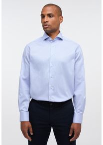 Langarmhemd Eterna "MODERN FIT", Damen, Gr. 45, Normalgr&ouml;&szlig;en, blau, 100% Baumwolle, tailliert, Manschette, Hemden Langarmhemd, NON IRON (b&uuml;gelfrei)