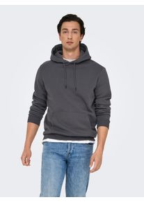 Only & Sons Kapuzensweatshirt ONLY & SONS "ONSCERES HOODIE SWEAT NOOS", Herren, Gr. L, grau (grau pinstripe), angeraute Sweatware, Obermaterial: 57% Baumwolle, 43% Polyester, unifarben, regular fit normal, Rundhals, Rippb&uuml;ndchen, Sweatshirts Kapuzensweatshirt, Baumwollmischung, regular fit