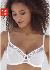 T-Shirt-BH Vivance, Damen, Gr. 80, Cup E, wei&szlig;, Spitze, Obermaterial: 86% Polyamid, 14% Elasthan, BHs T-Shirt-BH, aus feinem Mesh-Material und Spitze in Leo-Optik, Dessous