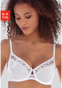 T-Shirt-BH Vivance, Damen, Gr. 95, Cup E, wei&szlig;, Spitze, Obermaterial: 86% Polyamid, 14% Elasthan, BHs T-Shirt-BH, aus feinem Mesh-Material und Spitze in Leo-Optik, Dessous