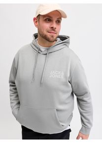 Jack & Jones PlusSize Kapuzensweatshirt "JJECORP LOGO SWEAT HOOD NOOS PLS", Herren, Gr. 6XL, ultimate grau detail:small print, angeraute Sweatware, Obermaterial: 70% Baumwolle, 30% Polyester, JACK & JONES PLUSSIZE, bedruckt, regular fit normal, Rundhals, Rippb&uuml;ndchen, Sweatshirts Kapuzensweatshirt, Baumwollmischung, regular fit
