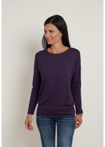 Langarmshirt Seidel Moden, Damen, Gr. 34, lila (pflaume, exklusiv bei otto), Jersey, Obermaterial: 95% Viskose, 5% Elasthan, unifarben, relaxed fit h&uuml;ftbedeckend, Rundhals, abgesteppt, Shirts Langarmshirt, mit breitem, elastischen Bund - MADE IN GERMANY, Topseller