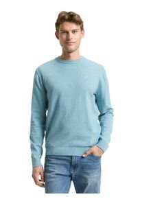 Rundhalspullover Tom Tailor, Herren, Gr. 3XL, tourmaline melange, Strick, Obermaterial: 100% Baumwolle, regular fit h&uuml;ftbedeckend, Rundhals, B&uuml;ndchen, Pullover Rundhalspullover, mit Logostickerei