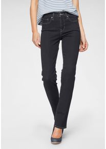 Levi's Gerade Jeans LEVI'S "314 Shaping Straight", Damen, Gr. 30, L&auml;nge 34, blau (rinsed), Denim/Jeans, Obermaterial: 80% Baumwolle, 19% Polyester, 1% Elasthan, Abriebeffekte, gerade lang, Jeans Gerade Jeans, mit Stretch