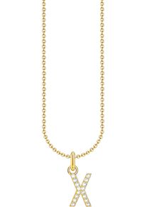 Kette mit Anh&auml;nger Thomas Sabo "Buchstabe" Gr. 45, gold (gelbgoldfarben, wei&szlig;), Halsketten, Damen, 45, X, Silber 925 (recycelt), Kette mit Anh&auml;nger, mit Zirkonia (synth.)