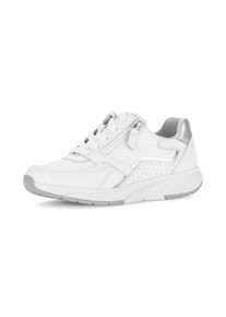Keilsneaker ROLLINGSOFT, Damen, Gr. 38, wei&szlig;, silberfarben, Leder, Textil, Ziegenveloursleder, Schuhe Keilsneaker, Freizeitschuh, Halbschuh, Schn&uuml;rschuh mit Kontrastbes&auml;tzen