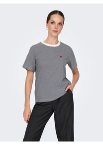 Jacqueline de Yong Kurzarmshirt JDY "JDYPISA S/S PRINT TOP JRS NOOS", Damen, Gr. M, wei&szlig; (cloud dancer sky captain stripes), Jersey, Obermaterial: 100% Baumwolle, gestreift, regular fit normal, Rundhals, Shirts Kurzarmshirt, Baumwolle, regular fit