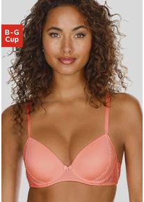 Schalen-BH Lascana "Tiziana", Damen, Gr. 85, Cup C, orange (neon pfirsich), Microtouch, Obermaterial: 71% Polyamid, 16% Polyester, 13% Elasthan, BHs Schalen-BH, mit dekorativer Spitze, Dessous