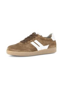 Sneaker Gabor, Damen, Gr. 39, lion, wei&szlig;, Glattleder, Veloursleder, Schuhe Sneaker, Freizeitschuh, Halbschuh, Schn&uuml;rschuh mit gepolstertem Schaftrand