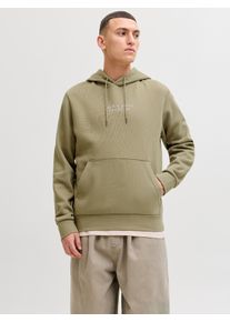 Jack & Jones Kapuzensweatshirt JACK & JONES "JPRBLUARCHIE SWEAT HOOD NOOS", Herren, Gr. XS, mermaid, angeraute Sweatware, Obermaterial: 70% Baumwolle, 30% Polyester, bedruckt, normal normal, Rundhals, Rippb&uuml;ndchen, Sweatshirts Kapuzensweatshirt, mit Logo Print