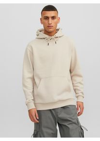 Jack & Jones Kapuzensweatshirt JACK & JONES "JJEBRADLEY SWEAT HOOD NOOS", Herren, Gr. 3XL, gelb (moonbeam), angeraute Sweatware, Obermaterial: 61% Polyester, 39% Baumwolle, unifarben, relaxed fit normal, ohne Ausschnitt, Rippb&uuml;ndchen, Sweatshirts Kapuzensweatshirt, Materialmix, relaxed fit