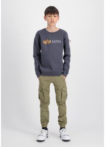Sweater Alpha Industries "Alpha Label Sweater Kids", M&auml;dchen, Gr. 16, grau (grauschwarz), Obermaterial: 80% Baumwolle, 20% Polyester, regular fit, Sweatshirts Sweater