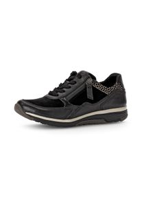 Keilsneaker ROLLINGSOFT, Damen, Gr. 37, schwarz (schwarz, leo), Kalbsleder, Textil, Schuhe Keilsneaker, Komfortschuh, Halbschuh, Schn&uuml;rschuh mit Logo an der Ferse