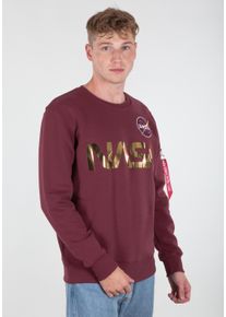 Sweater Alpha Industries "NASA Reflective Sweatshirt", Herren, Gr. M, rot (burgundy, shiny gold), Obermaterial: 80% Baumwolle, 20% Polyester, regular fit, Sweatshirts Sweater