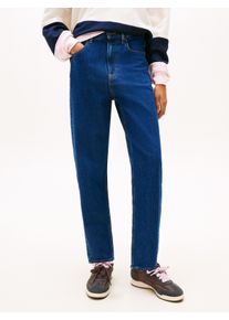 Mom-Jeans Tommy Jeans "MOM JEAN UH TPR", Damen, Gr. 32, L&auml;nge 30, denim schwarz, Denim/Jeans, Obermaterial: 99% Baumwolle, 1% Elasthan, regular fit kn&ouml;chelfrei, Jeans Mom-Jeans, mit Logo-Stickereien, in kn&ouml;chelfreier L&auml;nge