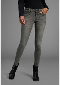 Skinny-fit-Jeans Arizona "mit Keileins&auml;tzen", Damen, Gr. 46, N-Gr, grau (grau used), Denim/Jeans, Obermaterial: 76% Baumwolle, 16% Polyester, 7% Viskose, 1% Elasthan, Basic, skinny fit lang, Jeans Skinny-fit-Jeans, extra-enger Beinschnitt, niedrige Leibh&ouml;he, Topseller
