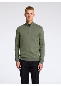 Troyer Selected "SLHBERG HALF ZIP CARDIGAN NOOS", Herren, Gr. S, gr&uuml;n (kalamata), Strick, Obermaterial: 100% Baumwolle, unifarben, regular fit normal, hoch geschlossener Ausschnitt, Rippb&uuml;ndchen, Pullover Troyer, Baumwolle, regular fit