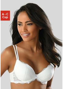 Push-up-BH Vivance, Damen, Gr. 70, Cup A, wei&szlig;, Spitze, Obermaterial: 91% Polyamid, 9% Elasthan, BHs Push-up-BH, mit 2 Tragevarianten, Dessous, Topseller