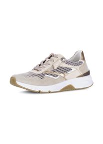 Keilsneaker ROLLINGSOFT, Damen, Gr. 42, beige, wei&szlig;, Leder, Textil, Schuhe Keilsneaker, Freizeitschuh, Halbschuh, Schn&uuml;rschuh, Au&szlig;enrei&szlig;verschluss, G-Weite
