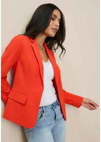 Kurzblazer Tamaris, Damen, Gr. 40, orange (orangerot), Web, Obermaterial: 93% Polyester, 7% Elasthan. Futter: 100% Polyester, unifarben, figurbetont h&uuml;ftlang, Blazer Kurzblazer, in Trendfarben