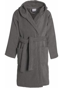 Kinderbademantel Seahorse "Seahorse Pure" Gr. 146, dunkelgrau, L:87cm, Velours, Hausm&auml;ntel, Kinderbademantel, Langarm, aufgesetzte Taschen