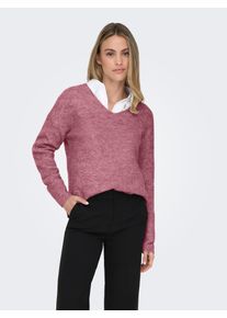 V-Ausschnitt-Pullover Only "ONLCAMILLA V-NECK L/S PULLOVER KNT NOOS", Damen, Gr. XS, renaissance rose detail:melange, Strick, Obermaterial: 74% Polyacryl, 24% Polyester, 2% Elasthan, meliert, regular fit normal, V-Ausschnitt, Strickb&uuml;ndchen, Pullover V-Ausschnitt-Pullover, Materialmix, regular fit