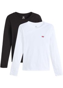 Levi's Langarmshirt LEVI'S "LS 2 Pack Tee", Damen, Gr. S (36), wei&szlig; (2 pack tee wei&szlig;,,), Jersey, Obermaterial: 100% Baumwolle, Basic, figurbetont, Rundhals, Shirts Langarmshirt, mit Batwing Logo-Stickerei