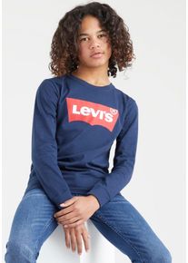 Langarmshirt LEVI'S KIDS "L/S BATWING TEE", Jungen, Gr. 6/116, blau (blaus), Jersey, Obermaterial: 100% Baumwolle, bedruckt, Basic schmal h&uuml;ftlang, Rundhals, B&uuml;ndchen, Shirts Langarmshirt, mit Logo Print for BOYS