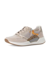 Keilsneaker ROLLINGSOFT, Damen, Gr. 35, beige kombiniert, Textil, Veloursleder, Schuhe Keilsneaker, Freizeitschuh, Halbschuh, Schn&uuml;rschuh mit Kontrastbes&auml;tzen, G-Weite