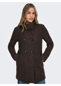 Langjacke Only "ONLNEWSOPHIA WOOL COAT OTW CC", Damen, Gr. S, chocolate torte detail:melange, Web, Obermaterial: 70% Polyester, 30% Wolle, meliert, regular fit Po-bedeckend, Jacken Langjacke, Materialmix