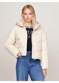 Steppjacke Tommy Jeans "TJW ASPEN PUFFER EXT", Damen, Gr. XL (42), beige (newsprint), Web, Obermaterial: 100% Polyamid. Futter: 100% Polyester. Wattierung: 100% Polyester, unifarben, regular fit kurz, elastischer Bund, Jacken Steppjacke, mit Logostickerei