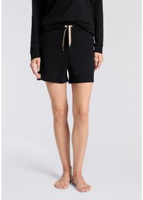 Sweatshorts BOSS "CP Stripe_Shorts", Damen, Gr. XS, N-Gr, schwarz 001, Sweatware, Obermaterial: 46% Baumwolle, 46% Modal, 8% Polyamid, Basic lang, Hosen Sweatshorts, Mit Kordelzug