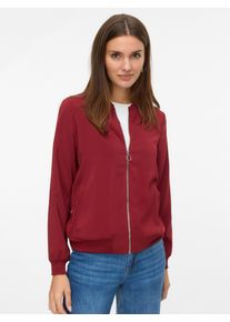 V&eacute;ro Moda Bomberjacke VERO MODA "VMCOCO L/S BOMBER NOOS", Damen, Gr. S, rot (syrah), Web, Obermaterial: 96% Polyester, 4% Elasthan, unifarben, regular fit normal, Rundhals, Rippb&uuml;ndchen, Jacken Bomberjacke, in modisch kurzer Form, mit Stretch