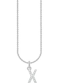Kette mit Anh&auml;nger Thomas Sabo "Buchstabe" Gr. 45, bunt (silberfarben, wei&szlig;), Halsketten, Damen, 45, X, Silber 925 (recycelt), Kette mit Anh&auml;nger, mit Zirkonia (synth.)