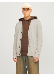 Jack & Jones Strickjacke JACK & JONES "JJEEMIL KNIT BUTTON CARDIGAN NOOS", Herren, Gr. XS, beige (oatmeal detail:melange), Strick, Obermaterial: 60% Baumwolle, 20% Nylon, 20% Viskose, meliert, tiefer V-Ausschnitt, B&uuml;ndchen, Strickjacken Strickjacke