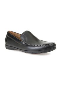 Mokassin Geox "U SIRON A", Herren, Gr. 46, schwarz, Leder, Schuhe Mokassin, Loafer, Business Schuh, Autofahrer Schuhe mit Ziernaht, Topseller