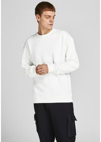 Jack & Jones Sweatshirt JACK & JONES "JJESTAR BASIC SWEAT CREW NECK NOOS", Herren, Gr. XL, wei&szlig;, angeraute Sweatware, Obermaterial: 70% Baumwolle, 30% Polyester, unifarben, loose fit normal, Rundhals, Rippb&uuml;ndchen, Sweatshirts Sweatshirt
