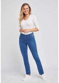 Slim-fit-Jeans WONDERJEANS "Classic", Damen, Gr. 46, L&auml;nge 30, beige (super stone blau), Denim/Jeans, Obermaterial: 87% Baumwolle, 9% Polyester, 4% Elasthan, figurbetont kn&ouml;chellang, Jeans Slim-fit-Jeans, Klassischer gerader Schnitt