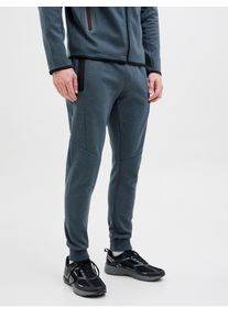 Jack & Jones Sweathose JACK & JONES "JPSTWILL FUSION SWEAT PANTS NOOS", Herren, Gr. XXL, N-Gr, blau (navy blazer detail:melange), Web, Obermaterial: 58% Polyester, 42% Baumwolle, meliert, slim fit normal, Hosen Sweathose