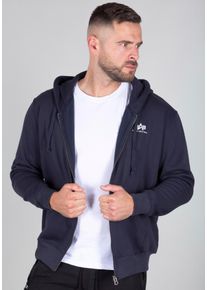 Kapuzensweatjacke Alpha Industries "Basic Zip Hoody SL", Herren, Gr. S, blau (rep blau), angeraute Sweatware, Obermaterial: 80% Baumwolle, 20% Polyester, bedruckt, normal normal, Rundhals, Rippb&uuml;ndchen, Sweatjacken Kapuzensweatjacke, Baumwollmischung, regular fit
